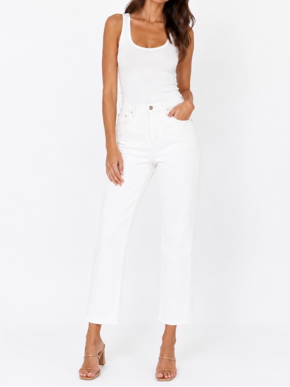 Vervet Los Angeles Jeanne High Rise Stretch Slim Straight Women’s White Jean NWT